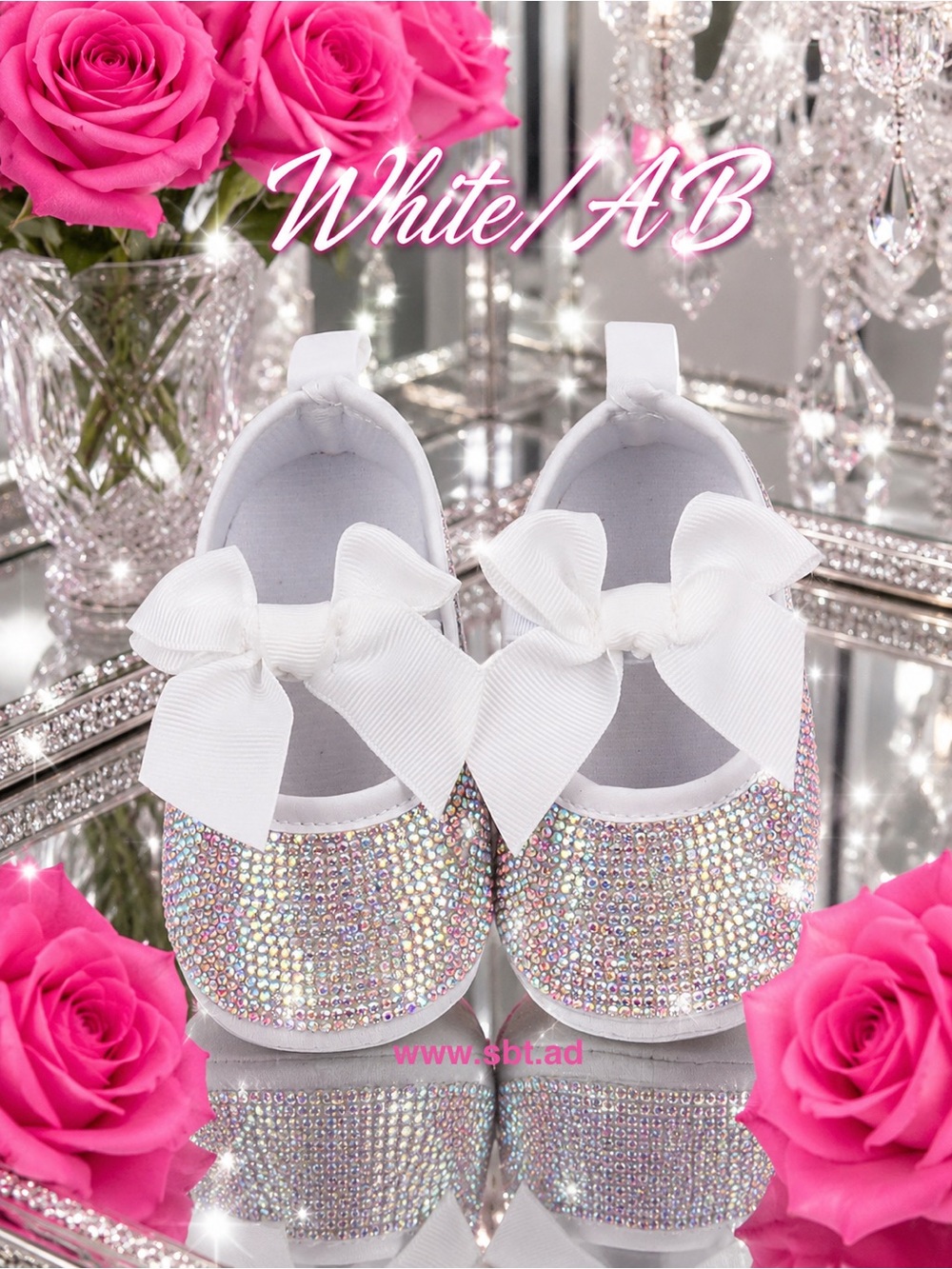 NWT Cute Baby Girl Shoes Sparkling Bling Swarovski Rhinestone Mary Jane Flats - Picture 13 of 15
